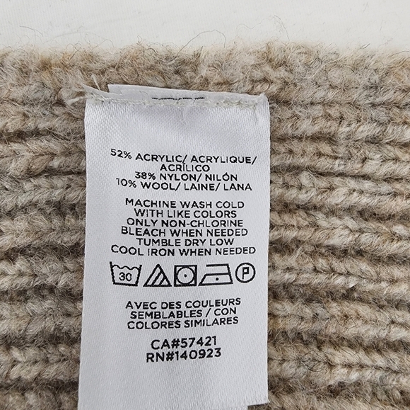 Loft Relaxed Medium Sleeve Turtleneck Poncho Tan Sweater Size M/L - Picture 3 of 10